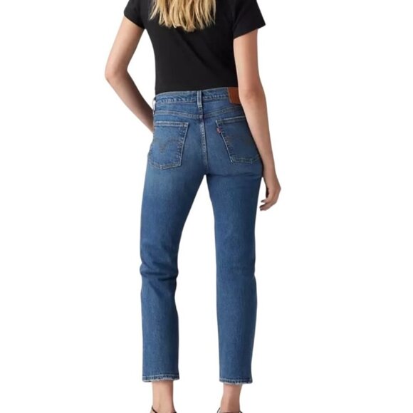 Levi's Wedgie Straight Premium Denim High Rise Medium Dark Wash Jeans - Picture 6 of 15